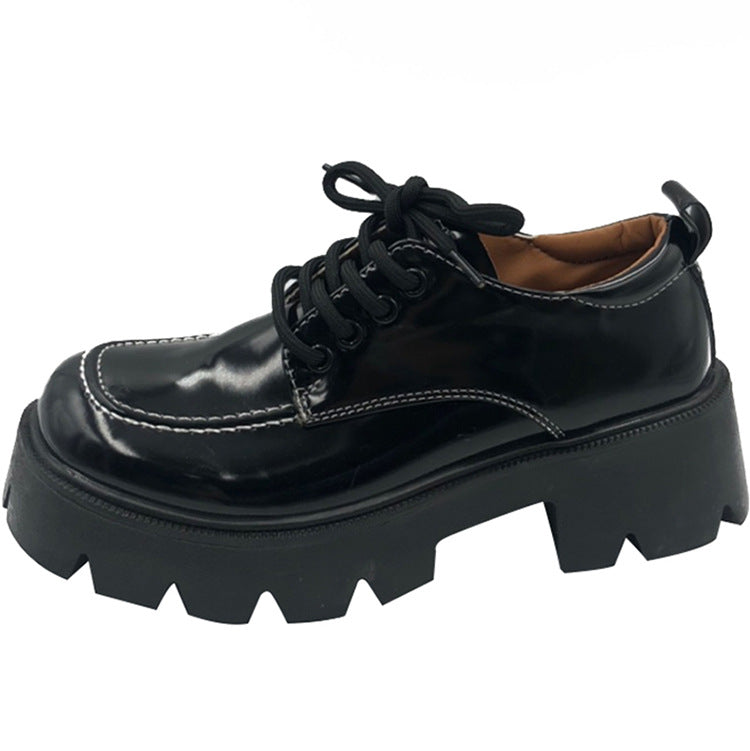 Square Toe Lace-Up Platform Loafers Retro