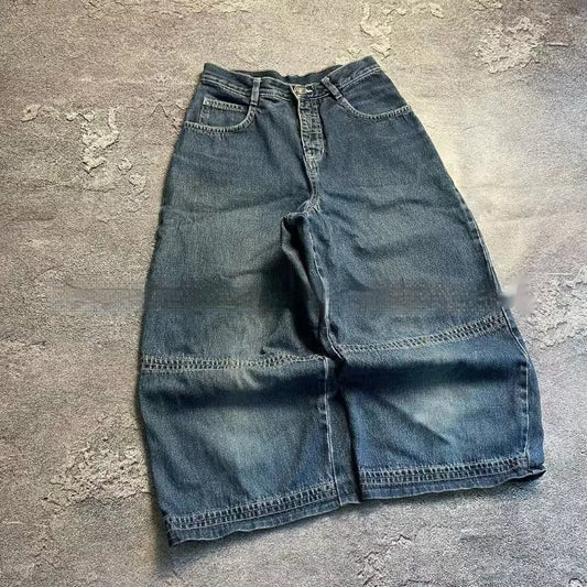 Men's And Women's Same Style Worn Looking Washed-out Blue Trendy Jeans