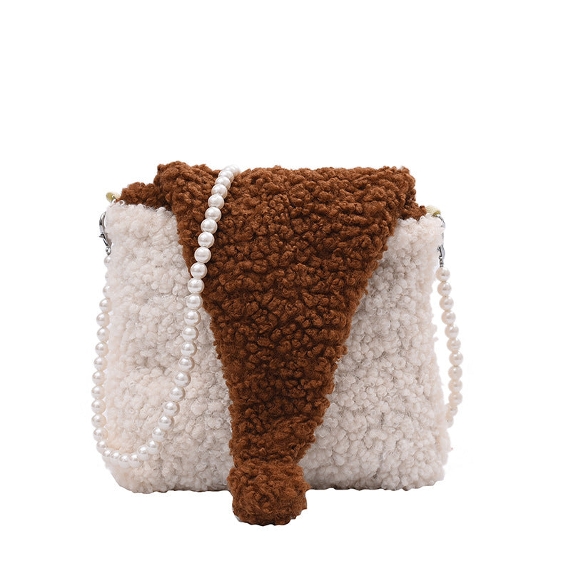 Hat Lamb Cashmere Color Matching Small Square Bag