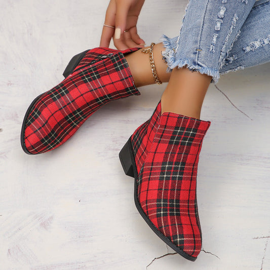 Women's New Houndstooth Pointed Casual Fashion Woolen Shoes