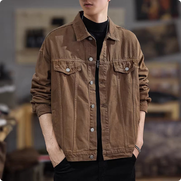 Autumn Heavyweight Cotton Denim Jacket For Men And Couples