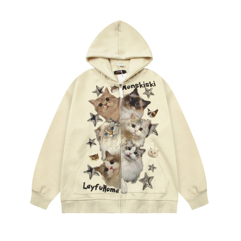 Modebrand Fun Cat Show Cardigan Hættetrøje Mænd Og Kvinder