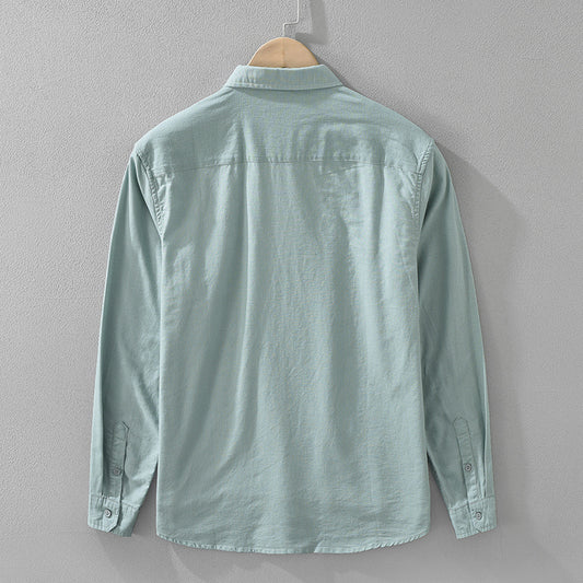 Men's Japanese Cotton Linen Long Sleeve Blouse Fashion All-matching