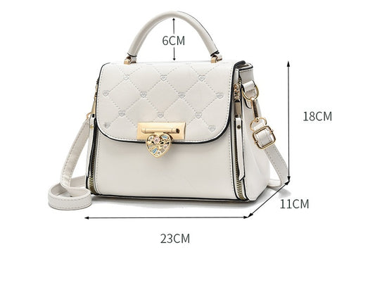 New Middle-aged PU Female Solid Color Small Square Metal Bag