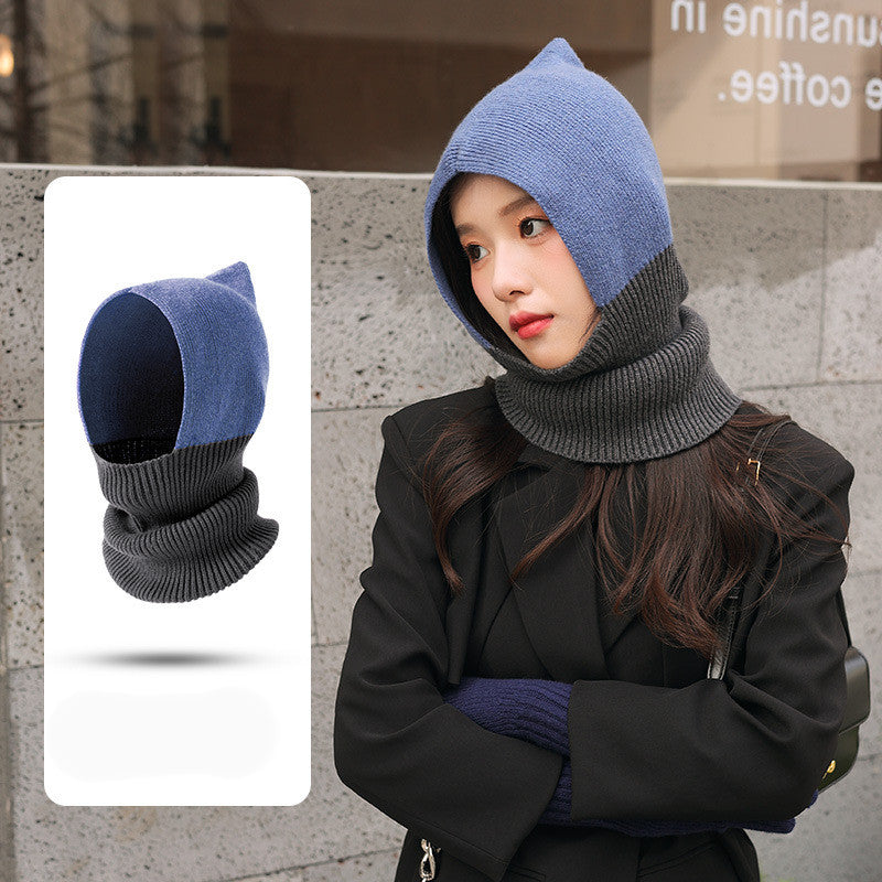 Women's Fashion Collision Color Splicing Warm Woolen Hat