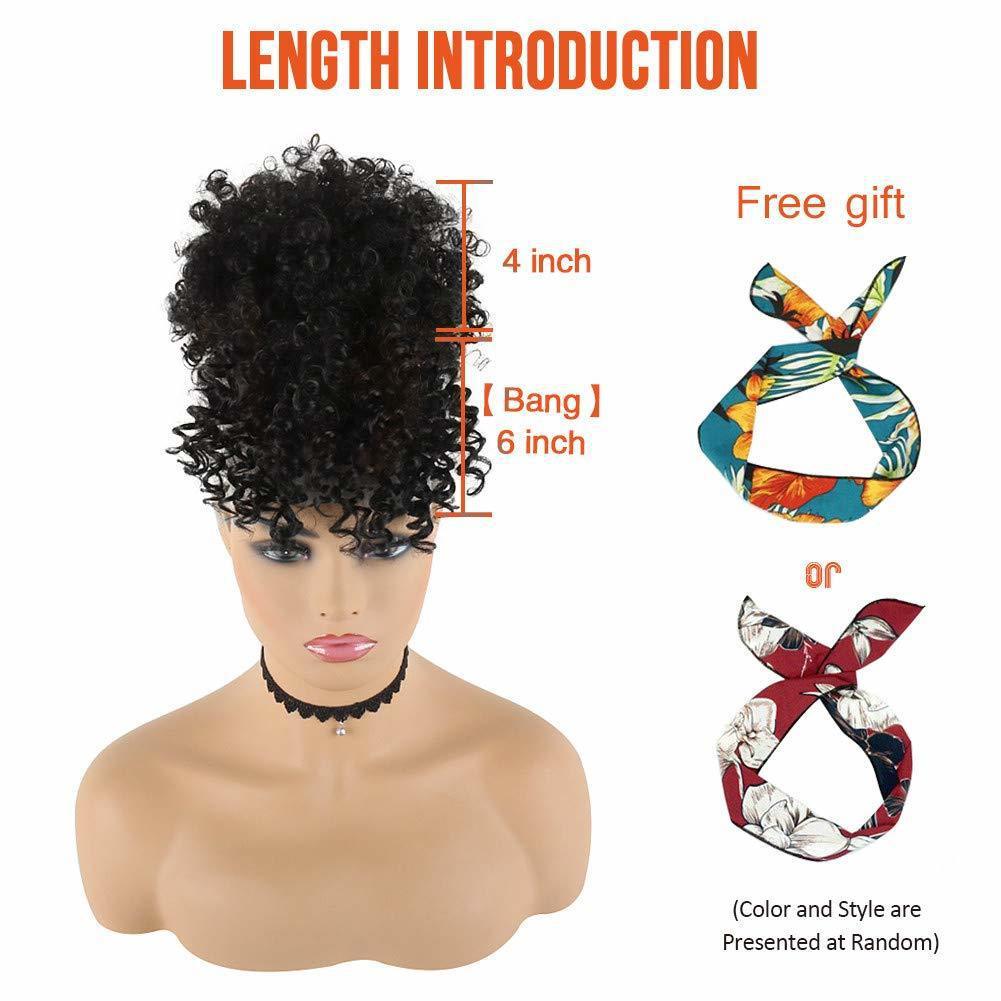 Curly Puff Ponytail Bangs Hair Piece Bun Clip