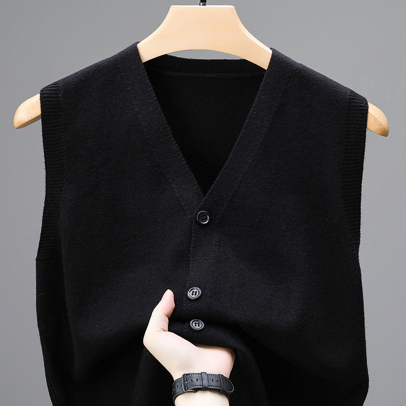 Men's Spring And Autumn Sleeveless Knitted Vest For Middle-aged And Elderly