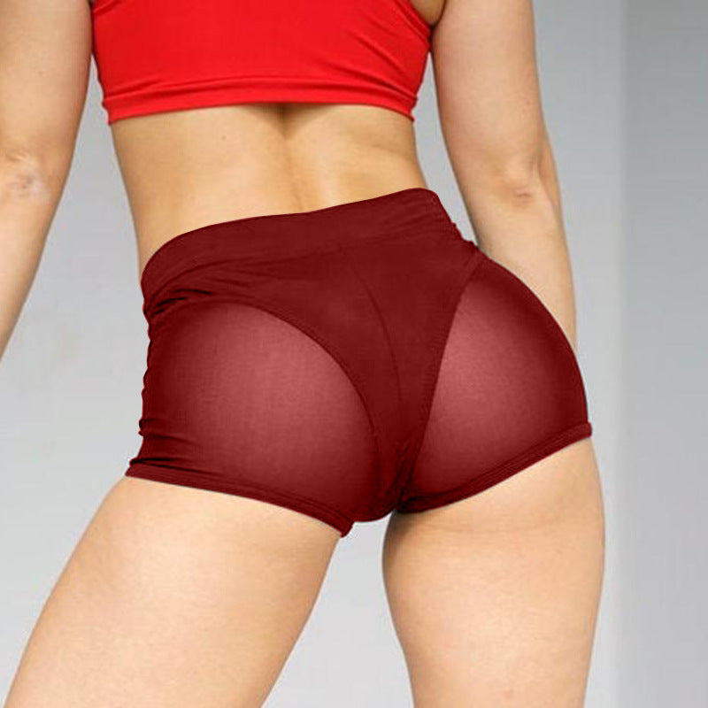 Mesh Stitching Personality Sports Yoga Stretch Shorts