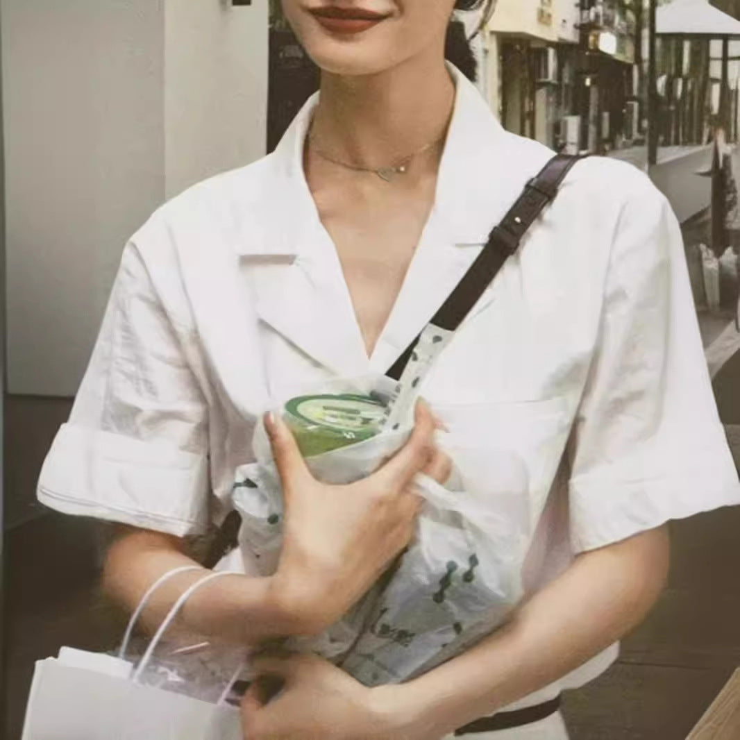 Retro White Cotton And Linen Short-sleeved Shirt For Women