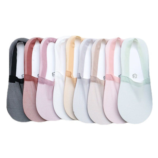 Women's Cotton Bottom Silicone Non-Slip Solid Color Boat Socks