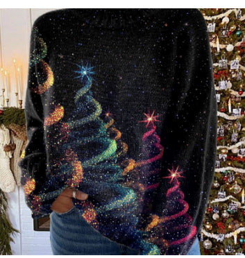 Women's Loose All-matching Printed Leisure Pullover Sweater