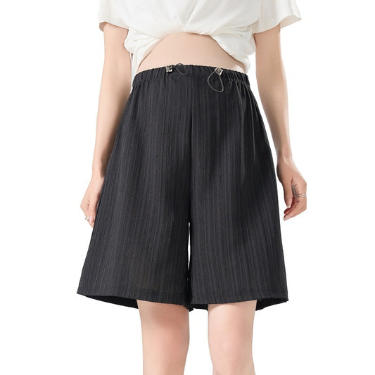 Knitted Drawstring Linen Pleated Shorts For Pregnant Women Casual