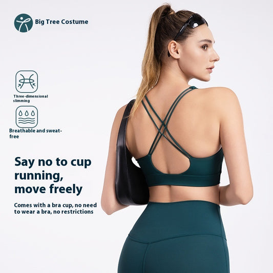Women's Cool Back Yoga Vest With Chest Pad Workout Bra Sports Underwear