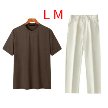 T-shirt Kortærmet Sweater Stræk Koreansk Stil Løs Amerikansk Stil Herretop