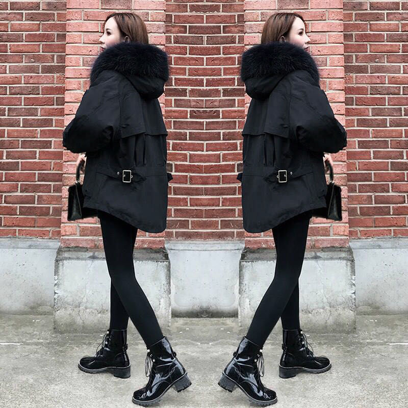 Fashion Big Fur Collar Cocoon-type Tooling Pie Overcoming Cotton-padded Jacket