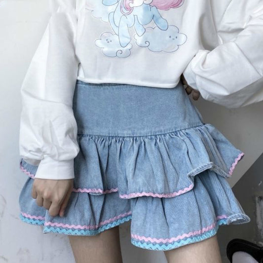 Cowboy Cake Short Skirt Sweet Girl Cute High Waist
