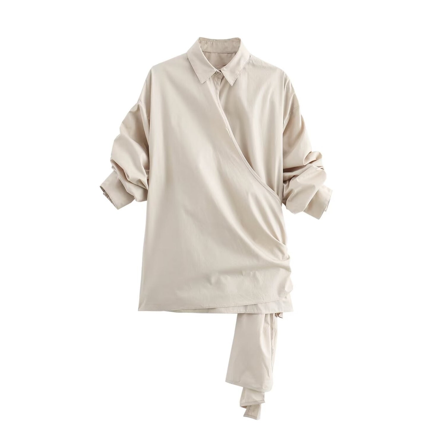 Summer New Bowknot Decoration Poplin Short Sleeve Shirt