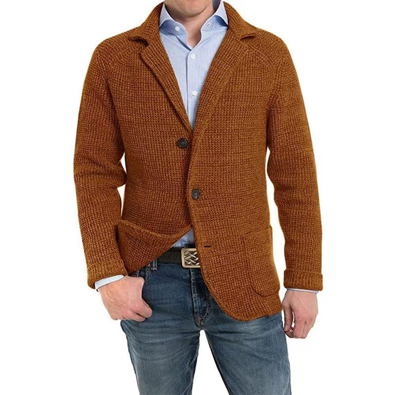 Herre Strikket Cardigan Sweater