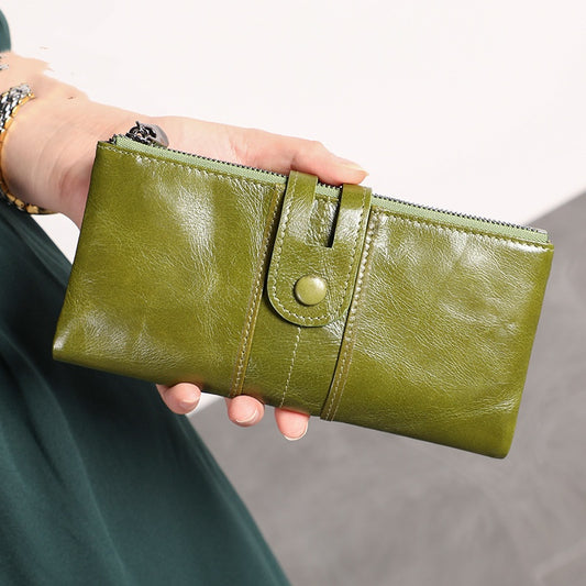 Retro Women's Leather Wallet Fashion Rfid Long Wallet