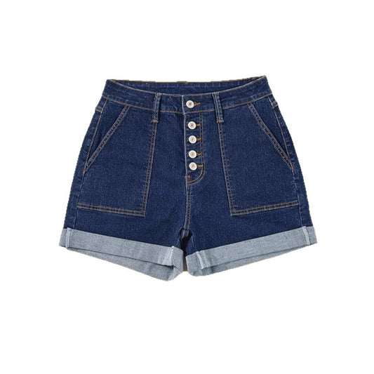 Womens High-waisted Slim-fit Denim Shorts