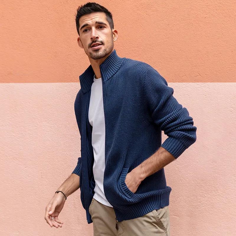 Forår Efterår Herre Cardigan Vinylon Sweaterjakke