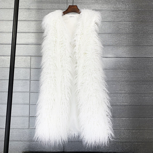Long Beach Wool Fur Vest Warm Vest Women's Vest Coat