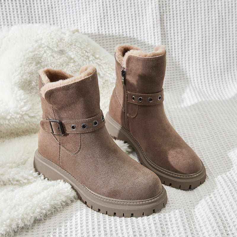 Snow Boots Women's Shoes Fur One In Winter Leather Cotton