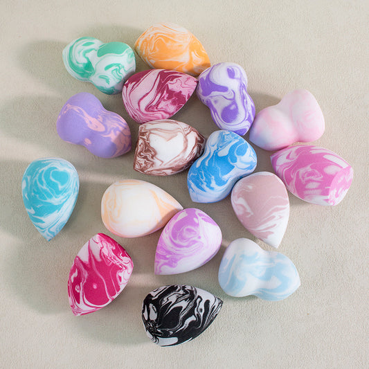 Waterdrop-shaped Beveled Two-tone Beauty Sponge