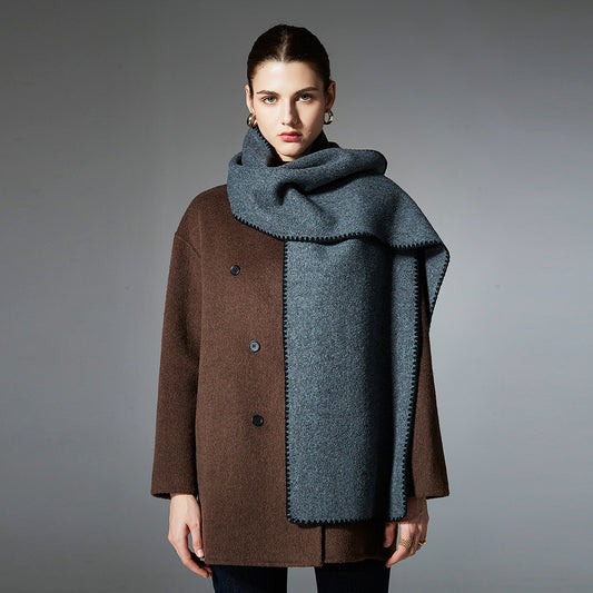 Double-sided Men's Lady Couple Casual High-grade Solid Color Scarf