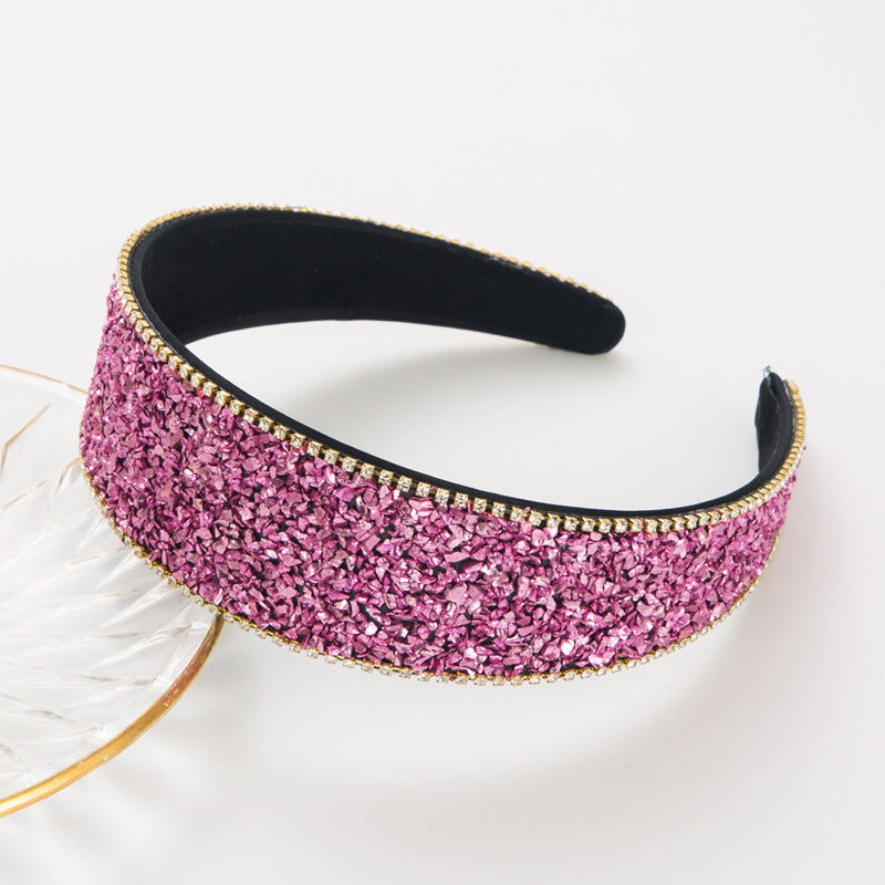 Shiny Diamond-encrusted Wide-brimmed Korean Style High Sense Face Wash Hair Band