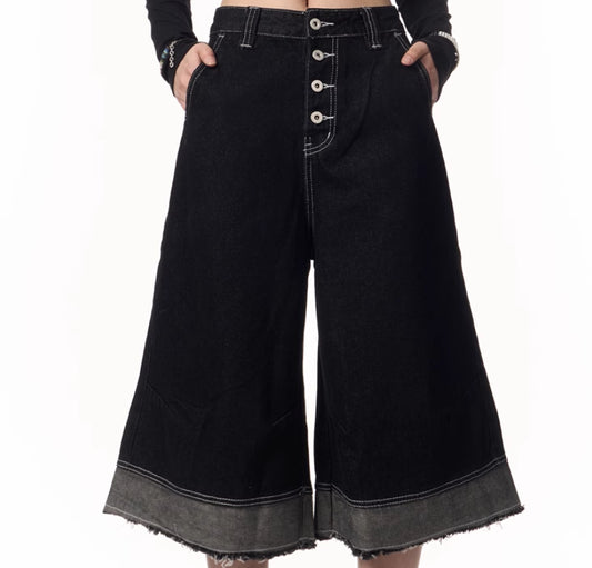Women's American-style Retro Design Raw Edge Denim Cropped Pants
