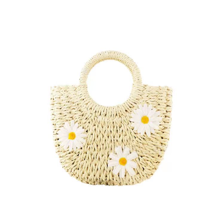 Dame Mode Tusindfryd Crossbody Bærbar Stråvævet Taske