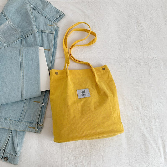 Artistic Corduroy Single-shoulder Bucket Bag