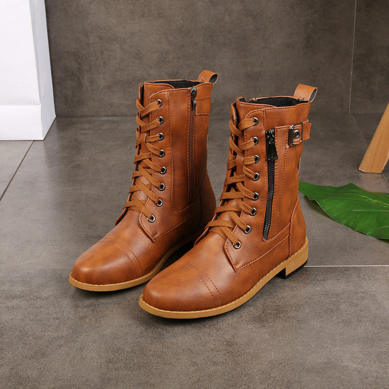 Women's Plus Size European And American Flat Low-heeled Boots