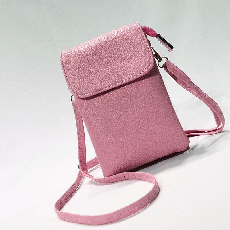 New Style Soft Leather Zipper Mobile Phone Bag For Women