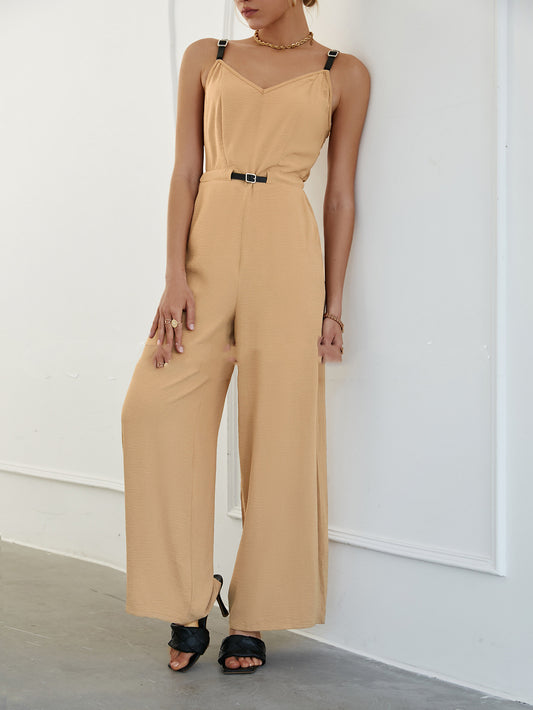Slim Type European And American Solid Color Yoga Stitching Sleeveless Jumpsuit
