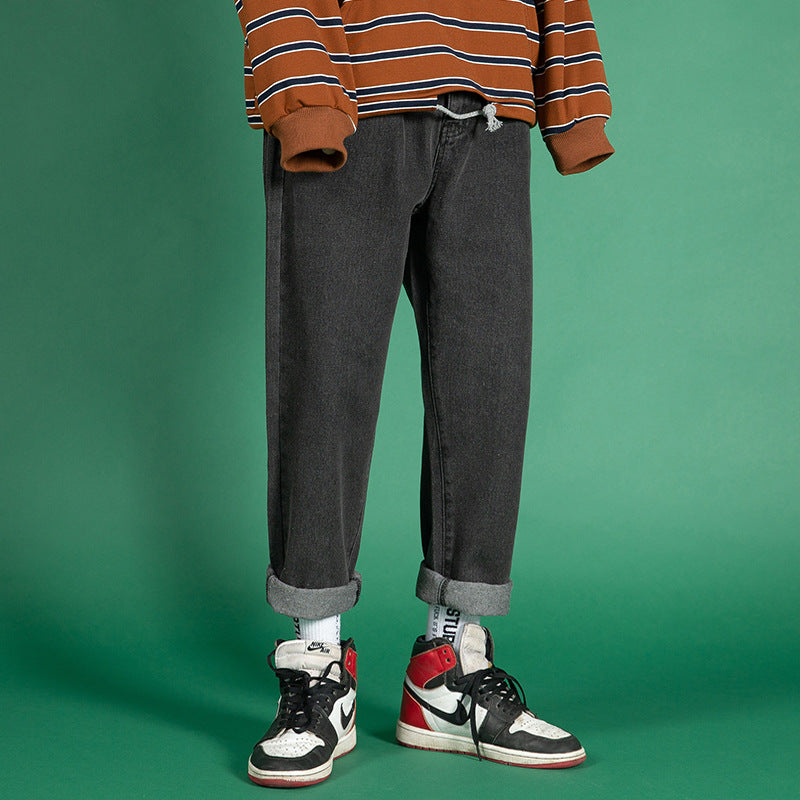 Fat-fit straight trousers