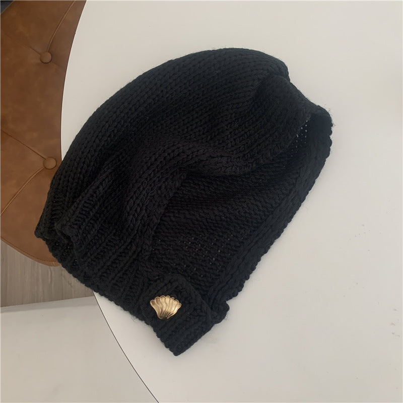 Hand-knitted Lace-up Solid Color Hat