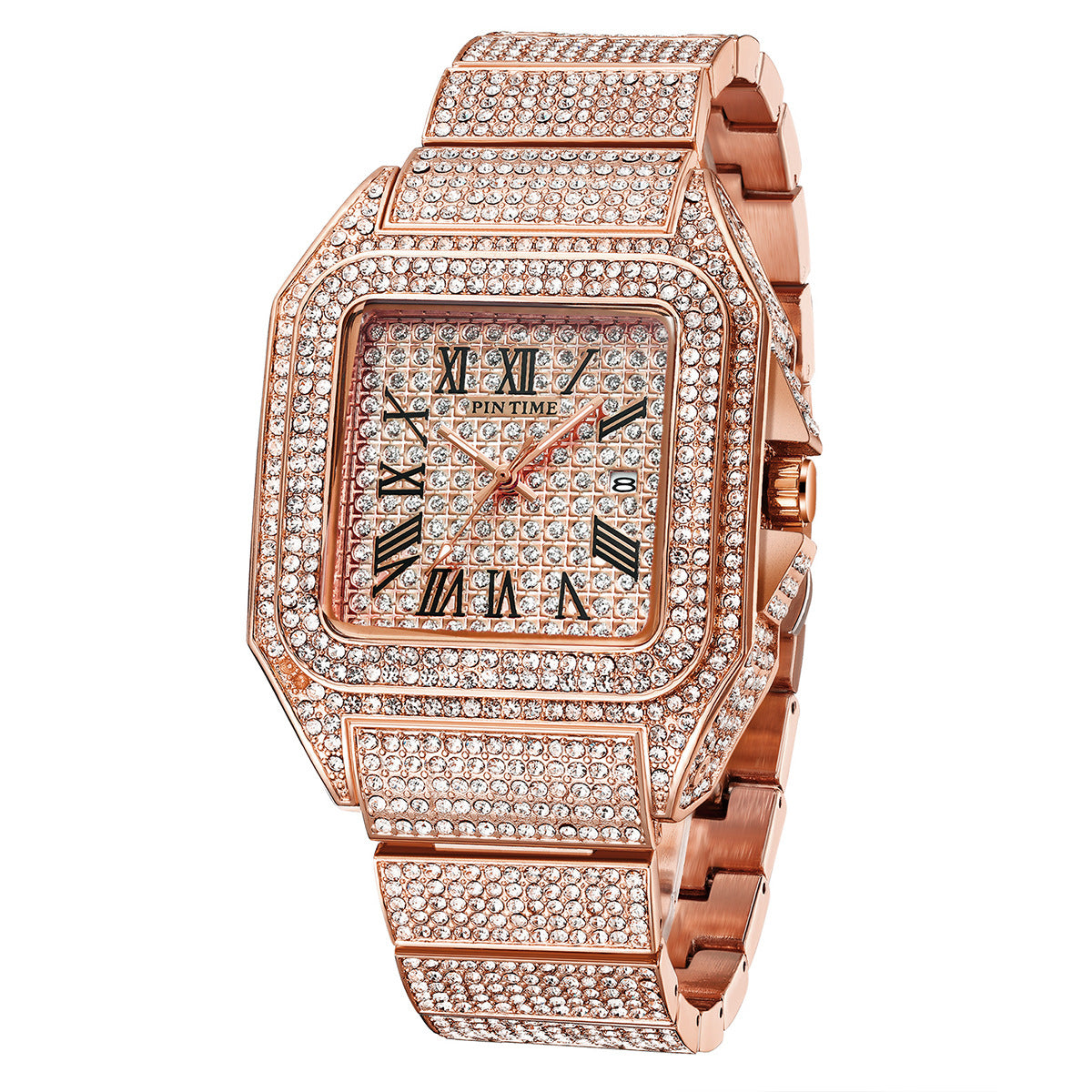 PINTIME Herre Quartz Ur Firkantet Diamant