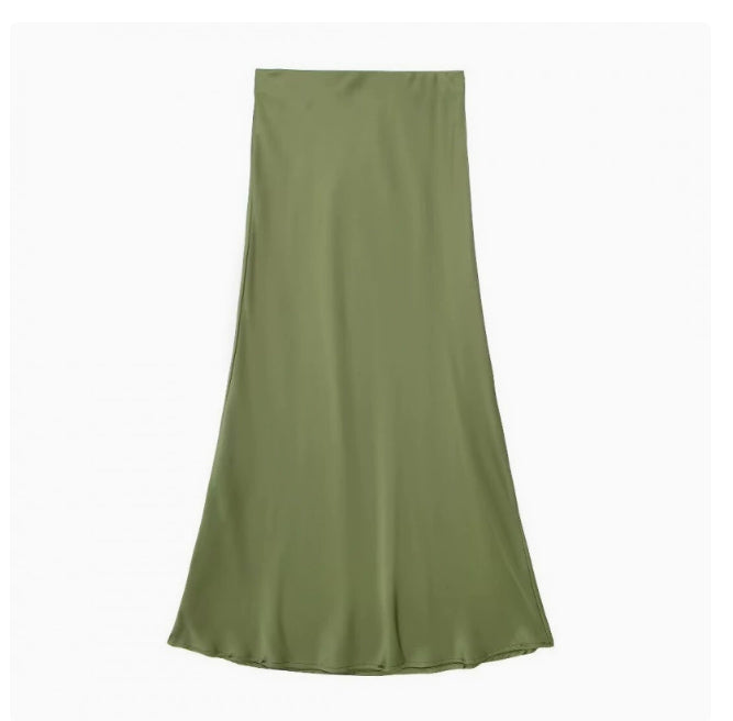 Womens Multicolor Satin-Feel High-Waisted Skirt
