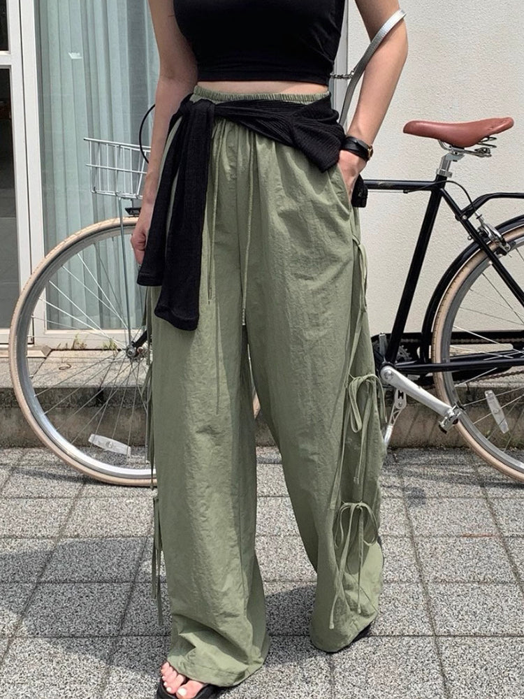 Women's Casual Side Strap Leisure Cargo Trousers