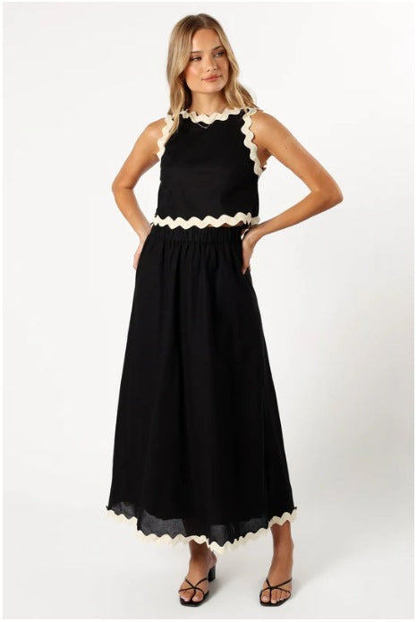 Women's Fashion Sleeveless Top And Skirt Two-Piece Set