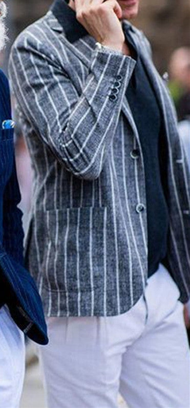 Casual Stripe Men's Suit Coat Top