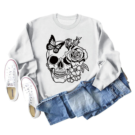 Women's Skull Butterfly Long Sleeved Sweater