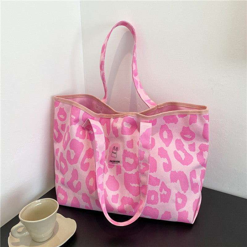 Koreansk version af Leopard Print Taske med Stor Kapacitet