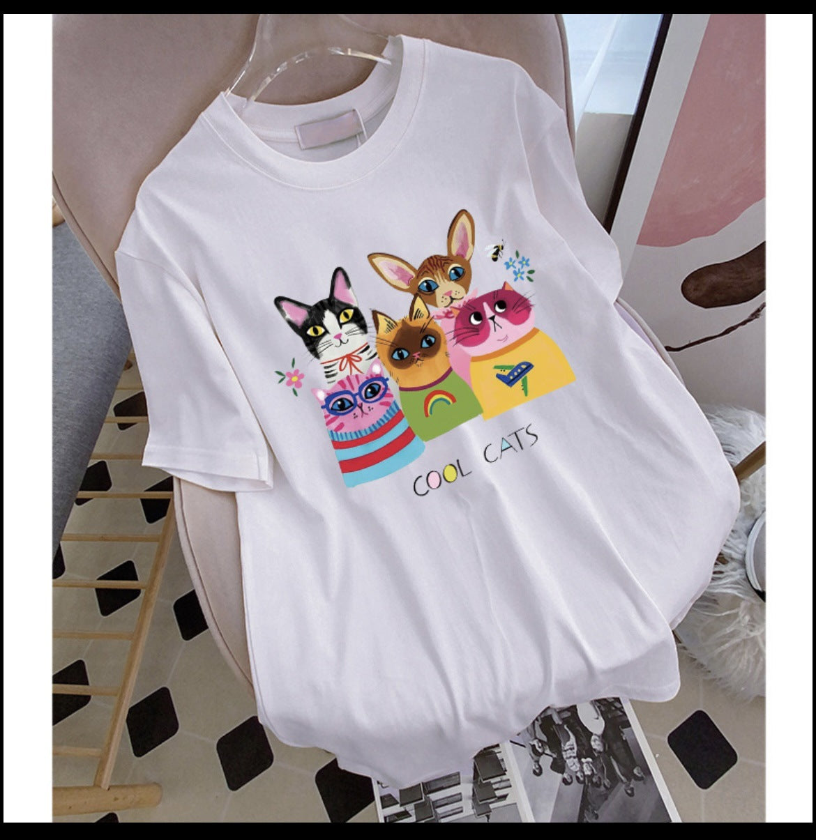 Men And Women Cartoon Cute Print Short Sleeve Summer