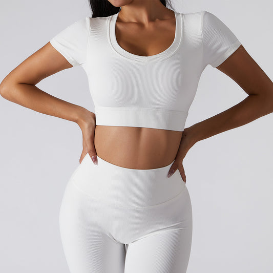 Yoga Clothes Short-sleeved Umbilical Running Sports Top Women's Quick-drying Nude Fitness Short-sleeved T-shirt