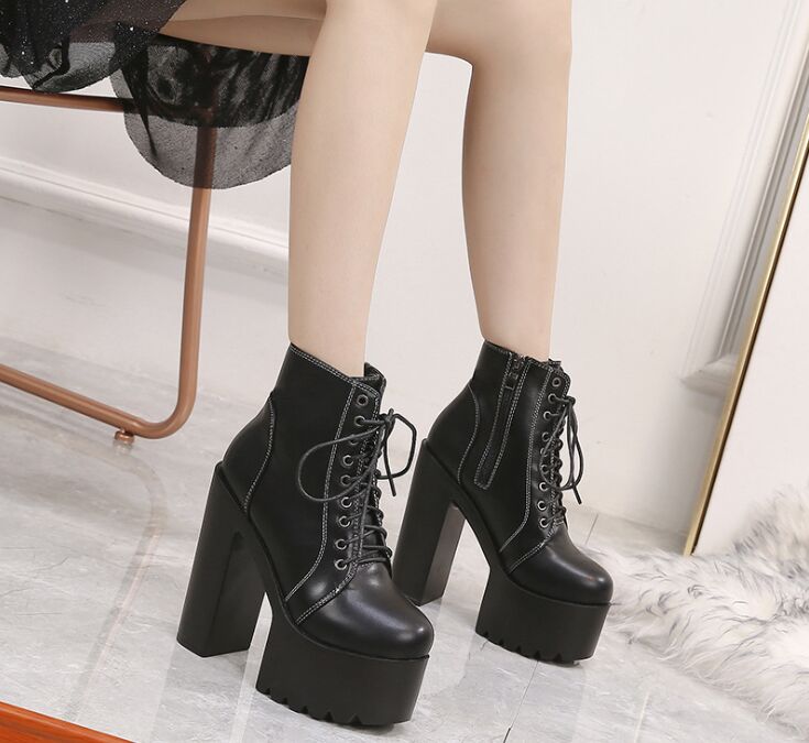 Fall New Super High Platform Hate Sky High Lace-up Women's Shoes