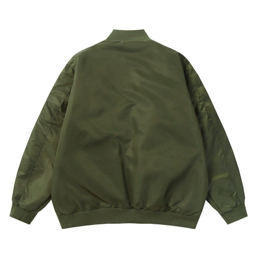 Baseball Uniform Badge Embroidery Sports Loose Casual Zip Coat