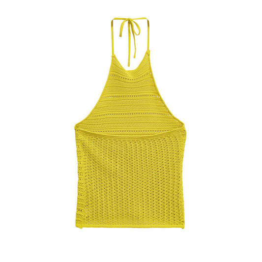 Fashion Halter Hollow Texture Women's Knitwear